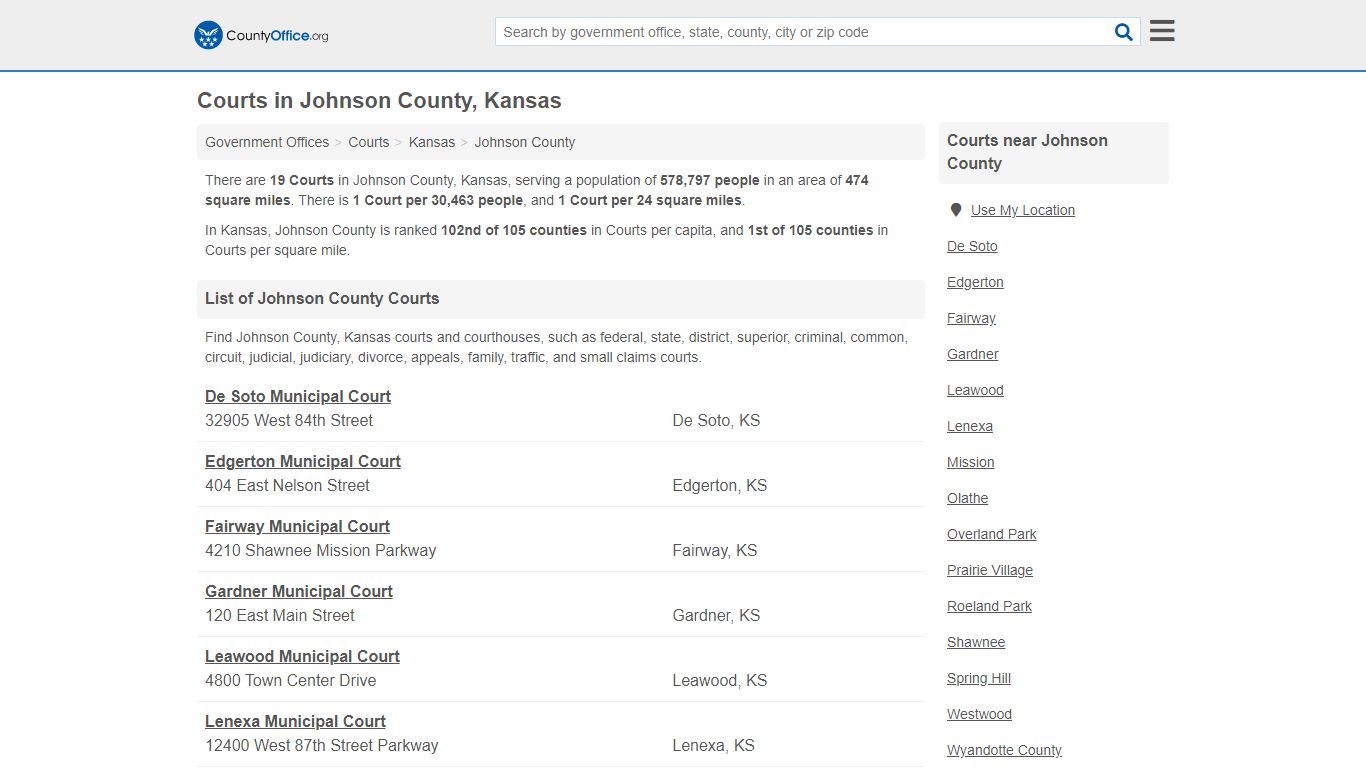 Courts - Johnson County, KS (Court Records & Calendars)